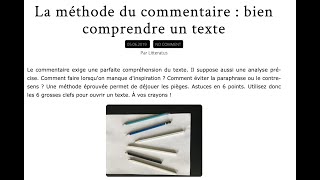 Bac de français  une méthode pour le commentaire de texte  plan  analyse [upl. by Nollad]