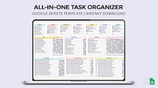 All in One Task Organizer  To Do List  Daily Weekly Monthly Annual  Google Sheets Template [upl. by Martsen]