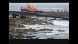 Sennen Cove lifeboat launch and wreck [upl. by Nhepets]