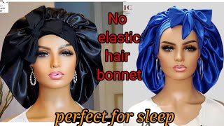 How to make adjustable satin hair bonnet without elastic very easy [upl. by Brew]