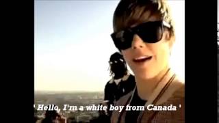 Justin Bieber saying  Hello Im a white boy from Canada   Behind the Scenes  Eenie Meenie  2010 [upl. by Nemraciram]