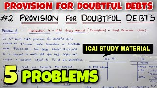 2 Provision for Doubtful Debts  5 Problems  By Saheb Academy [upl. by Shulins64]