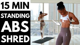 NO JUMPING STANDING ONLY ABS WORKOUT  FLAT STOMACH TOTAL CORE 🔥 [upl. by Janeen285]