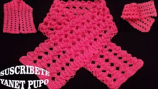 PASO A PASO PARA TEJER BUFANDA A CROCHET FÁCIL [upl. by Amek101]