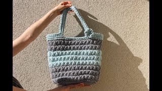 torebka na szydełku ze sznurka ścieg Gwiazdka  beach bag on crochet [upl. by Alius]