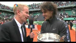 Rafael Nadal SNBC Interview with John McEnroe after win RG 2012 [upl. by Eessej]