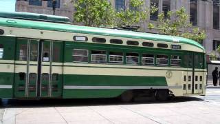 Muni FLine Streetcar 1051 Municipal Railway  Market St amp 9th St San Francisco California [upl. by Ykceb]