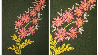 lazy daisy stitch embroidery design beautiful hand embroidery Flowers [upl. by Raf181]