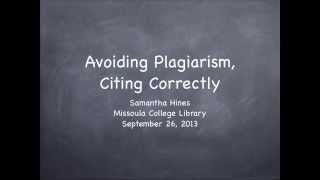 Avoiding Plagiarism Citing Correctly [upl. by Odrareg]