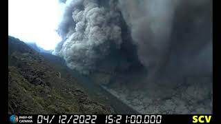 Stromboli eruption 4 Dec 2022  massive landslide and new lava flow [upl. by Georgetta]