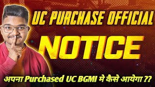 BGMI UC Purchased Regarding Important Notice 😱 [upl. by Atiuqahc]