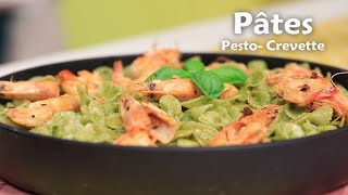 Pâtes aux crevettes crème fraîche et sauce pesto [upl. by Filippa]