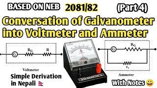 Conversion of Galvanometer into Voltmeter and Ammeter  Shunt  Class 12 Physics in Nepali  NEB [upl. by Yennek]