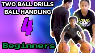 Basketball Ball handling Drills For Beginners TWO BALL [upl. by Saeger]