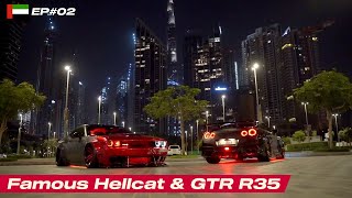 Famous Dodge Challenger Hellcat amp GTR R35 in Dubai  Day2  Adeelr35 [upl. by Maurreen836]