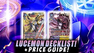 Lucemon DECKLIST  PRICE GUIDE Digimon Card Game BT18 amp BT19  20 [upl. by Kurzawa]