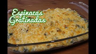 ESPINACAS GRATINADAS  RECETA FÁCIL Y RÁPIDA [upl. by Anyar]