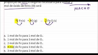 Balanceamento da equação Fes  O2g ⟶ Fe2O3s [upl. by Oynotna630]