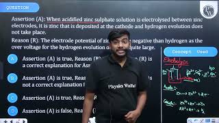 Assertion A When acidified zinc sulphate solution is electrolysed between zinc electrodes it [upl. by Lowrie]