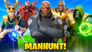 NICK FURY vs VILLAINS Fortnite Manhunt [upl. by Peter]