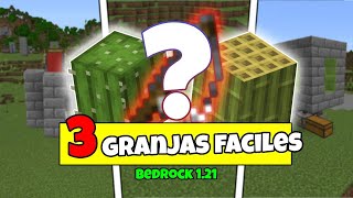 ✅3 Granjas MUY FÁCILES para Minecraft Bedrock 121 [upl. by Xonnel]