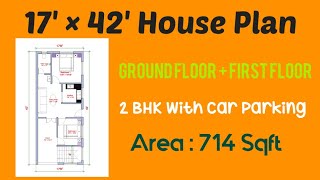 17×42 House Plan  2BHK House Plan  17×42 Makan Ka Naksha [upl. by Nosloc]