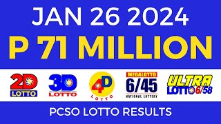 Lotto Result January 26 2024 9pm PCSO [upl. by Berlyn]