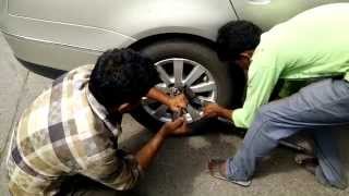 Volkswagen Passat Skoda Superb How to Remove a Locking Wheel Nut WITHOUT the Key [upl. by Enom377]