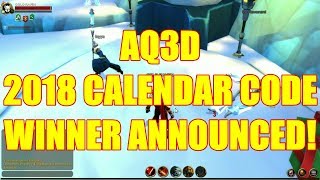 AQ3D 2018 Calendar Code WINNER Announced AdventureQuest 3D [upl. by Sert795]