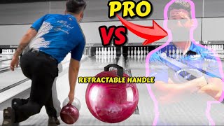 Pro Bowler tries Bowling Ball with a HANDLE [upl. by Gaw809]