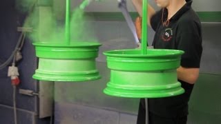 Powder Coating  how rims are being coated  colored [upl. by Adigirb17]