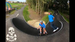 Charity Brook Park Pump Track  A point of view roll around by Sean Goff a 55 year old skateboarder [upl. by Nasho335]