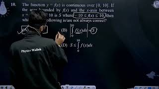 The function y  fx is continuous over 0 10 If the area bounded by fx and the xaxis bet [upl. by Decker]