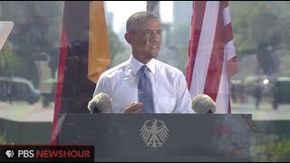 Watch Angela Merkel and Barack Obamas Remarks from Brandenburg Gate in Berlin [upl. by Eillit966]