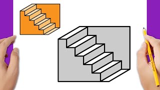 How To Draw Schroeder Stairs Schröders Stairs  How To Draw 3D Stairs Optical Illusion [upl. by Yzdnil]