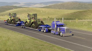 Peterbilt 379 Hauling Heavy Articulated Tractors  American Truck Simulator 150 [upl. by Enelia]