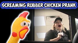 DRIVE THRU SCREAMING RUBBER CHICKEN PRANK [upl. by Zena]