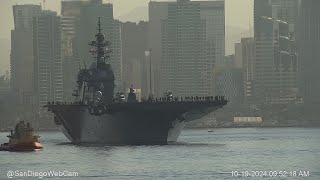 Japan’s Largest Warship the IzumoClass Helicopter Destroyer JS Kaga DDH 184 Outbound San Diego [upl. by Lenor]