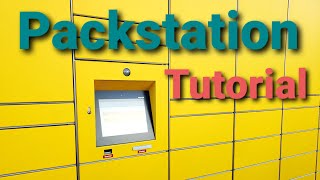 DHL  Wie man ein Paketlable an der Packstation ausdruckt und ein Paket in die Packstation einlegt [upl. by Alley710]