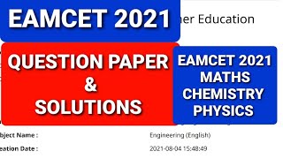 eamcet 2021 question papereamcet2022 eamcet apeamcet2022 tseamcet2022 eamcet2022preparation [upl. by Bernt]