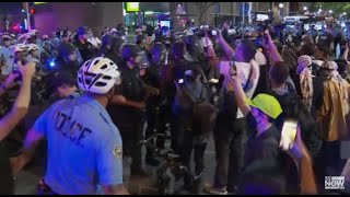 WATCH Protestors clash with police outside debate hall in Philadelphia 91024 [upl. by Airtemad542]