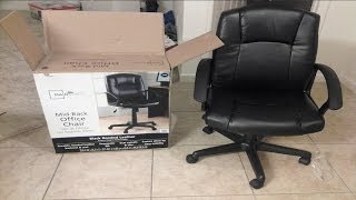 Unboxing and Assembling Mainstays MidBlack Office Chair [upl. by Jorrie]