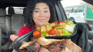 BBQ Burnt Ends Cajun Smoked Turkey and side Salad Mukbang [upl. by Nena946]