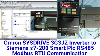 Omron SYSDRIVE 3G3JZ Inverter to Siemens s7200 Smart Plc RS485 Modbus RTU Communication Programming [upl. by Anaujik]