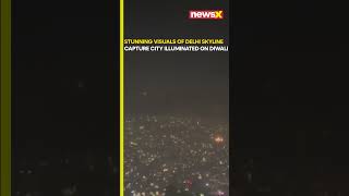 watch  Stunning visuals of Delhi Skyline capture city illuminated in colourful lights on Diwali [upl. by Anaidni754]