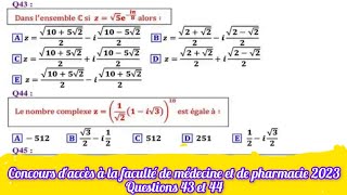 concours daccès à la faculté de médecine et de pharmacie 2023 nombres complexes [upl. by Nevar]