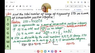 V62 Expressing 270 as a Sum of Consecutive Positive Integers Divisibility [upl. by Atikram]