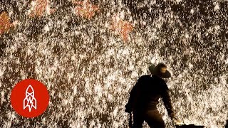 The Spectacular Chinese Tradition of Molten Iron Fireworks [upl. by Ratha660]