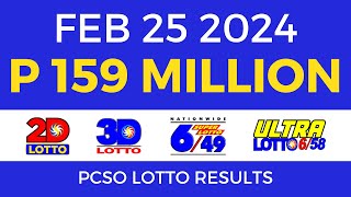 Lotto Result February 25 2024 9pm PCSO [upl. by Artimas]