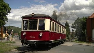 Züge zum Bahnhofsfest Wernigerode  Gasttriebwagen und Rollbockzug [upl. by Tterag32]